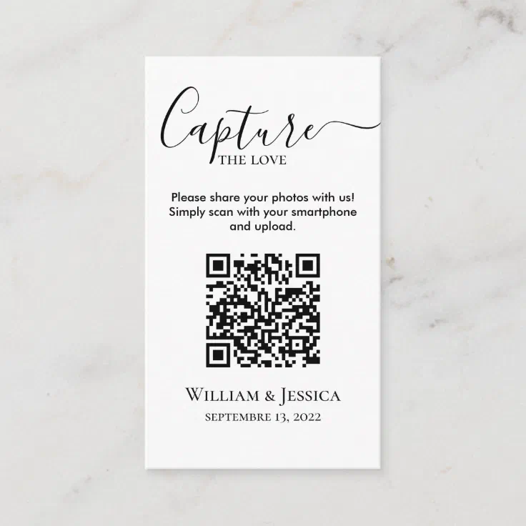 Hochzeiten von Fotos mit QRCode teilen Begleitkarte Zazzle.de