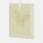 Hochzeiten von Gelb- und Weißlandschmetterlingen Ornament Aus Glas (Vorderseite links)