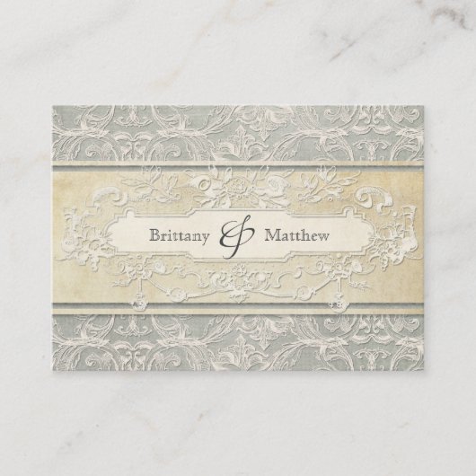 Hochzeiten von Grey Vintag French Regency Lace Begleitkarte (Vorderseite)