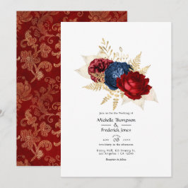 Hochzeiten von Marine, Rot und Gold Einladung