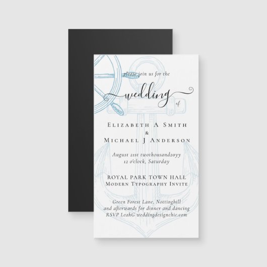 Hochzeiten von Nautical Ships Wheding Magnetkarte (Vorne/Hinten)