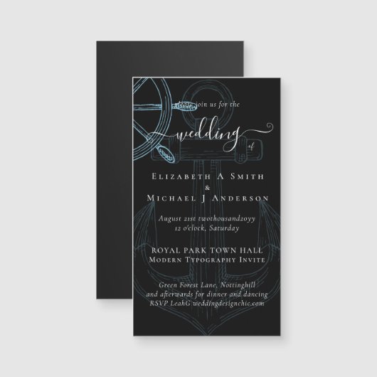 Hochzeiten von Nautical Ships Wheding Magnetkarte (Vorne/Hinten)