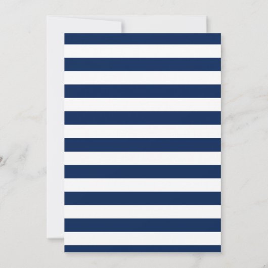 Hochzeiten von nautischem Gold und Navy Blue Strip Einladung (Rückseite)