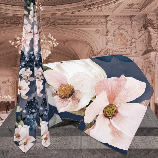 Hochzeiten von Navy Blue & Blush Peonies & Lilies Krawatte