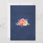 Hochzeiten von Navy Blue Elegant Floral Blooms Einladung (Rückseite)