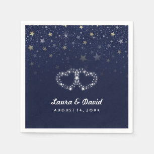 Hochzeiten von Navy Blue Gold & White Hearts & Sta Serviette