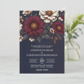 Hochzeiten von Navy Blue und Burgund Einladung (Stehend Vorderseite)