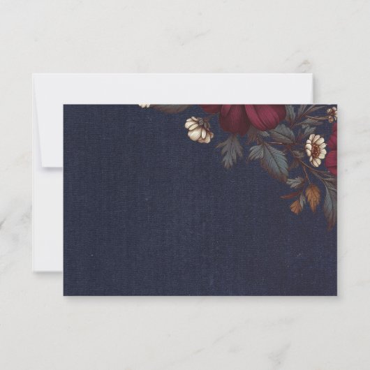Hochzeiten von Navy Blue und Burgund RSVP Karte (Rückseite)