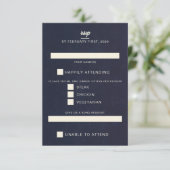 Hochzeiten von Navy Blue und Burgund RSVP Karte (Stehend Vorderseite)