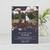 Hochzeiten von Navy Blue und Burgund Save The Date (Stehend Vorderseite)