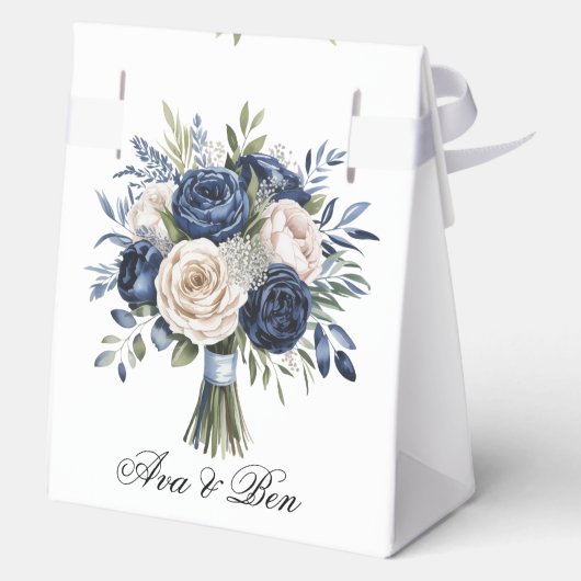 Hochzeiten von Navy Blue und Elfenbein Geschenkschachtel (Rückseite)