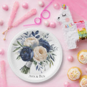 Hochzeiten von Navy Blue und Elfenbein Pappteller (Party)