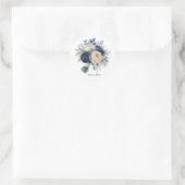 Hochzeiten von Navy Blue und Elfenbein Runder Aufkleber (Tasche)