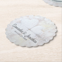 Hochzeiten von White Hearts und Peony Blume Untersetzer