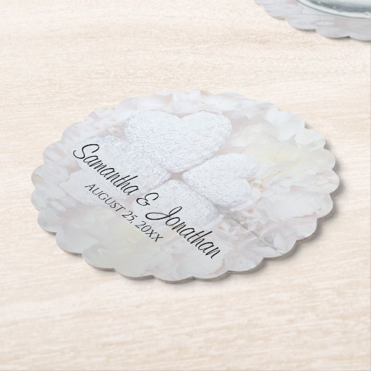 Hochzeiten von White Hearts und Peony Blume Untersetzer (angewinkelt)