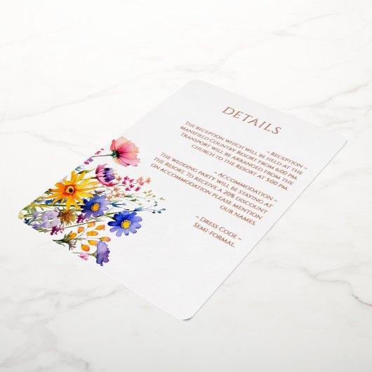 Hochzeiten Wildblumen Moderne Eleganz Details Folieneinladung (Gedreht)