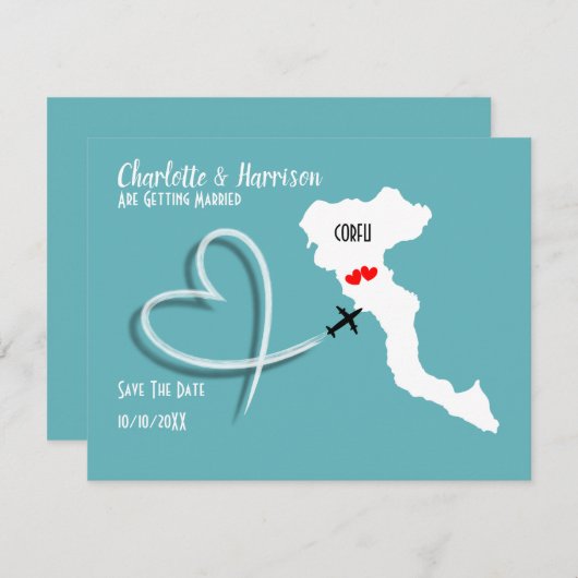 Hochzeiten Ziel Korfu Save the Date (Vorne/Hinten)