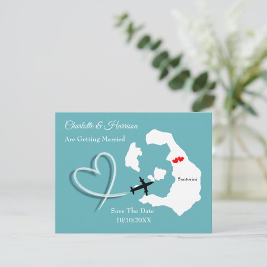 Hochzeiten Zielort Santorini Save the Date (Stehend Vorderseite)