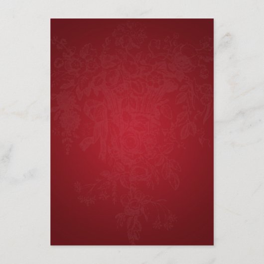 Hochzeitfahrwege Vintage Wirbel 2 Rot Begleitkarte (Rückseite)