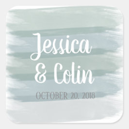 Hochzeitfarben-Pinselsticker Quadratischer Aufkleber