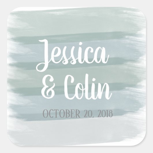 Hochzeitfarben-Pinselsticker Quadratischer Aufkleber (Vorderseite)