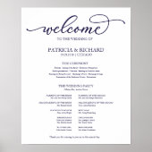 Hochzeitfeier Navy Blue Script-Zeichen Poster (Vorne)