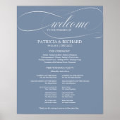 Hochzeitfeier Programm-Vorstand Dusty Blue Poster (Vorne)