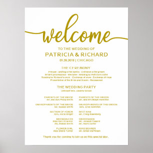 Hochzeitfeierprogramm Einfache Kalligraphie Poster
