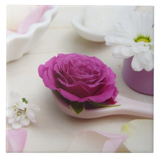 Hochzeitflora blüht romantisches Schicksal Fliese (Vorderseite)