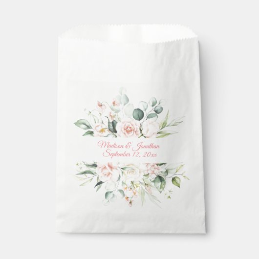 Hochzeitflorale Elegant Pink Chic Datum Skript Geschenktütchen (Vorderseite)