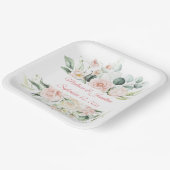 Hochzeitflorale Elegant Pink Chic Datum Skript Pappteller (Gewinkelt)