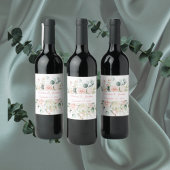 Hochzeitflorale Elegant Pink Chic Datum Skript Weinetikett