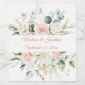 Hochzeitflorale Elegant Pink Chic Datum Skript Weinetikett (Einzelnes Label)