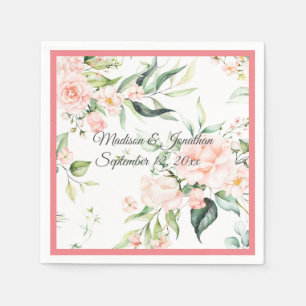 Hochzeitflorale Elegant Pink Chic Girly Script Nam Serviette