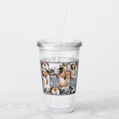 Hochzeitfokus mit Monogramm und Datum Acryltrinkbecher (Rückseite)