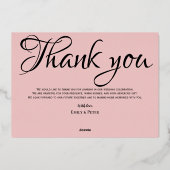 Hochzeitfolie danke Karte. Rose Goldfolie Folieneinladung (Rückseite)