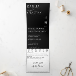 Hochzeitformal Black All in einem Set Dreifach Gefaltete Einladung