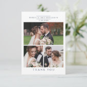 Hochzeitfoto Collage Elegant Dankeskarte (Stehend Vorderseite)