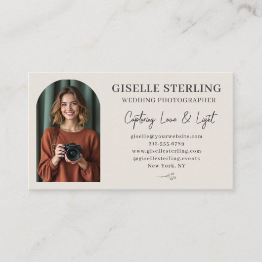 Hochzeitfotograf Elegantes Foto Beruflich Visitenkarte (Vorderseite)