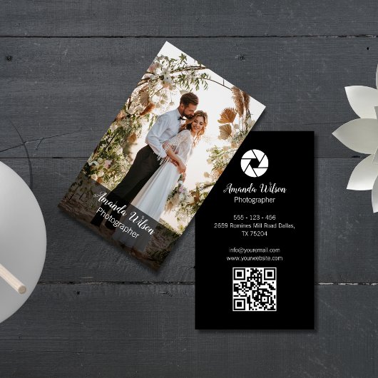 Hochzeitfotograf, florales Foto QR-Code Visitenkarte