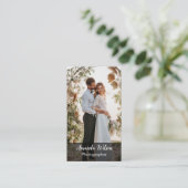 Hochzeitfotograf, florales Foto QR-Code Visitenkarte (Stehend Vorderseite)