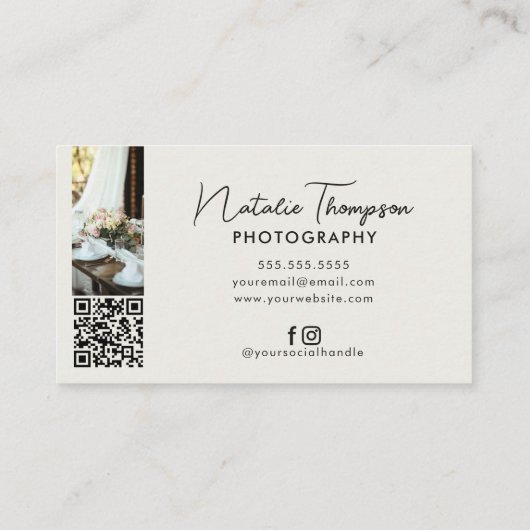 Hochzeitfotograf - QR-Code Boho Visitenkarte (Rückseite)