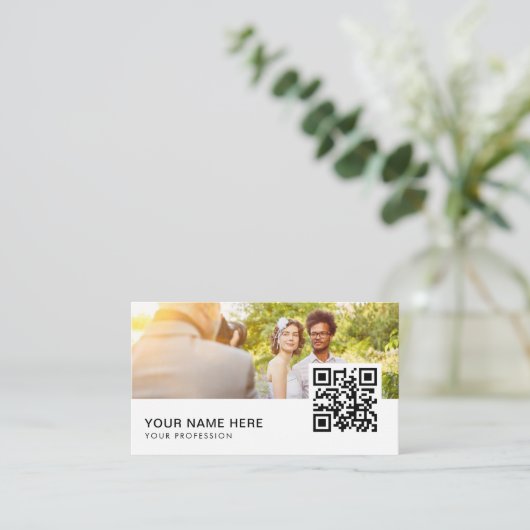 Hochzeitfotograf QR Code Visitenkarte (Stehend Vorderseite)