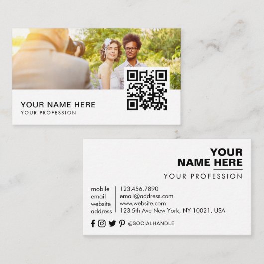 Hochzeitfotograf QR Code Visitenkarte (Vorne/Hinten)