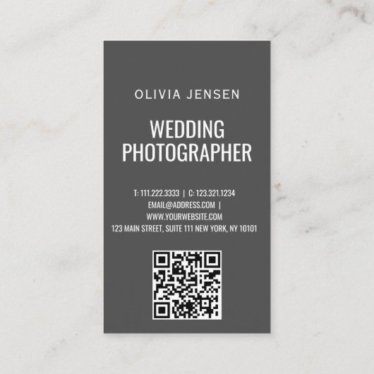 Hochzeitfotograf Vertikale QR Code Social Media Visitenkarte (Rückseite)