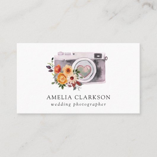 Hochzeitfotograf Wasserfarbenkamera Visitenkarte (Vorderseite)
