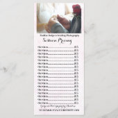 Hochzeitfotografie - Preiskarten Menükarte (Vorderseite)