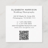 Hochzeitfotografie QR Code Berufliches Foto Quadratische Visitenkarte (Rückseite)
