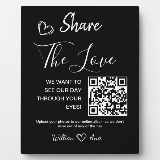 Hochzeitgemeinsamen Einsatz der Liebe QR Code Tabl Fotoplatte (Vorderseite)