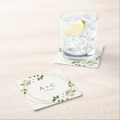 Hochzeitgeometrisches Wasserfarbenflor Rustikales  Rechteckiger Pappuntersetzer (Vor Ort)